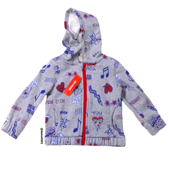NWT Joe Fresh Toddler Gray & Purple Graphic Hoodie - Picture 2 of 11